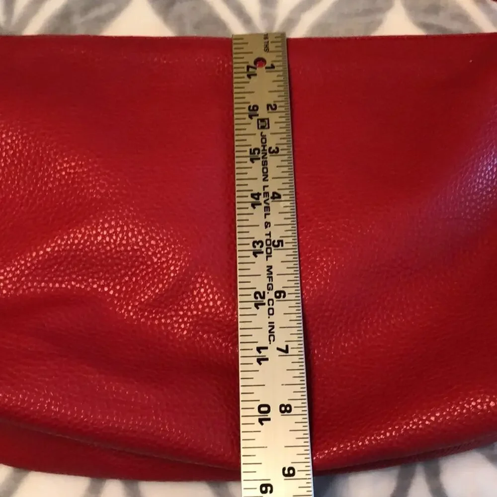 BCBG Paris Red & Gold Hardware Faux Leather Small Shoulder Bag